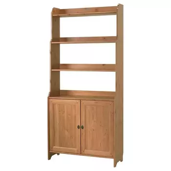 стеллаж 3 полки с дверями 930х320х1980мм коричневый сосна