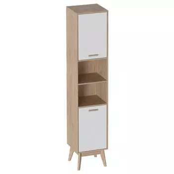 стеллаж Калгари 450x450x2200мм дуб натуральный светлый/белый матовый ЛДСП/МДФ