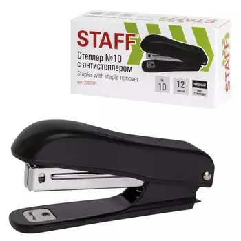 степлер STAFF Basic N10 до 12л с антистеплером