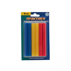 стержни клеевые ПРАКТИКА 11х100мм 6шт 3 цвета