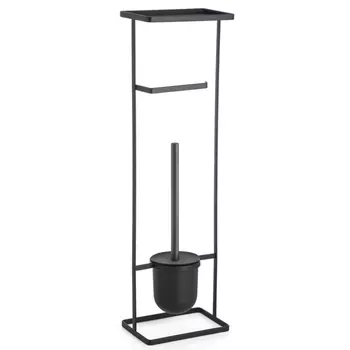стойка для туалета FORA Elegance Style 61х18х12см с держателем туалетной бумаги черная нержавеющая с