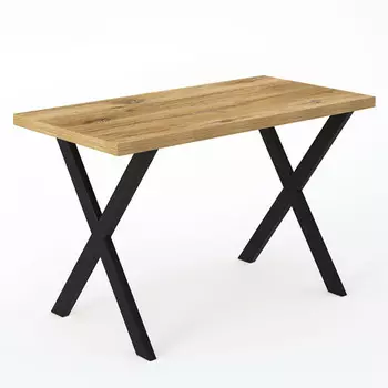 стол нераздвижной 1200х600х750мм Дуб Флагстафф/Муар черный ВЛДСП/металл