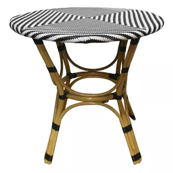 стол кофейный BISTRO d80x75см черный/белый/коричневый ротанг/искусственный ротанг