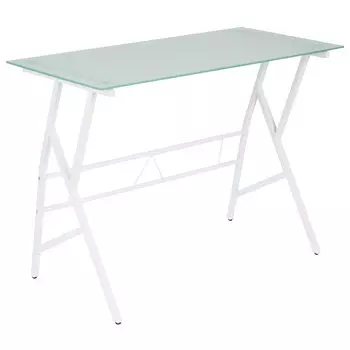 стол компьютерный GD-02 стекло/белый металл