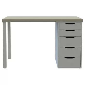 стол письменный Ингар 1/5Т 1200x750x550мм дуб беленый/белый ЛДСП/тамбурат