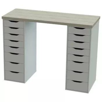 стол письменный Ингар 2/88 1400x1060x550мм дуб беленый/белый тамбурат