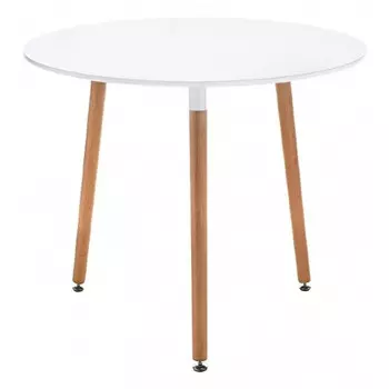 стол нераздвижной круглый RUND 800х800х740мм МДФ/дерево белый