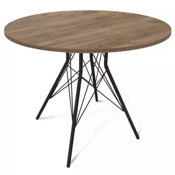 стол нераздвижной круглый Sheffilton SHT-TU2-1/90 900х900х745мм черный муар/дуб галифакс табак метал