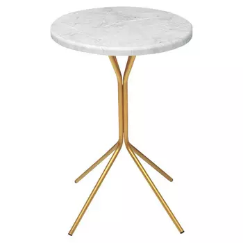столик журнальный Sheffilton SHT-CT12-1 410x410x515мм золото/мрамор премиум светлый