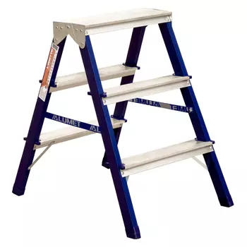стремянка стальная АЛЮМЕТ двухсторонняя 3 ступени