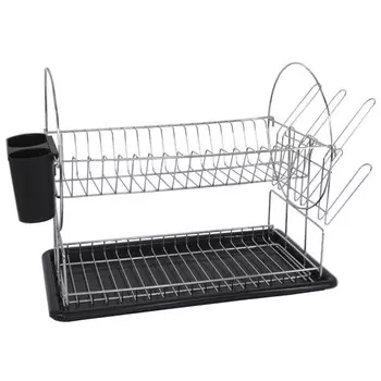 сушилка для посуды TODELIA Compact 2-х ярусная 38,5х23х31см с поддоном нерж.сталь