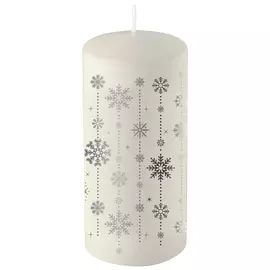 свеча Deco Christmas Снежинки серебряные 12х5,6см белая