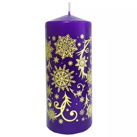 свеча Deco Christmas Зимние узоры 12х5,6см сиреневая