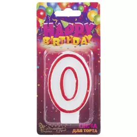свеча для торта ВОЛШЕБНАЯ СТРАНА Цифра 0 7,5х5х1,2см 0,2ч/г без аромата