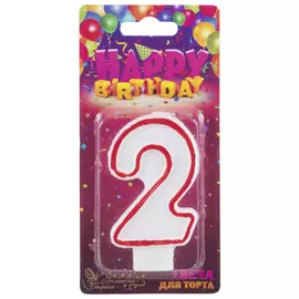 свеча для торта ВОЛШЕБНАЯ СТРАНА Цифра 2 7,5х5х1,2см 0,2ч/г без аромата
