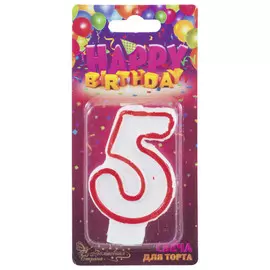 свеча для торта ВОЛШЕБНАЯ СТРАНА Цифра 5 7,5х5х1,2см 0,2ч/г без аромата