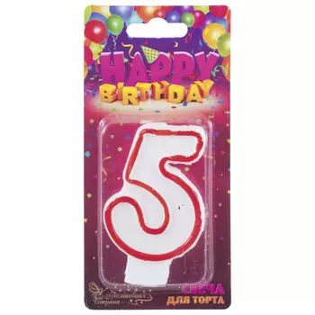 свеча для торта ВОЛШЕБНАЯ СТРАНА Цифра 5 7,5х5х1,2см 0,2ч/г без аромата