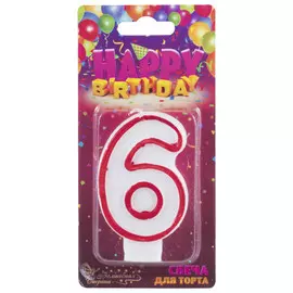 свеча для торта ВОЛШЕБНАЯ СТРАНА Цифра 6 7,5х5х1,2см 0,2ч/г без аромата