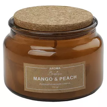 свеча в банке ВЕЩИЦЫ Mango&Peach 10х6,5см 28ч/г ароматизированная