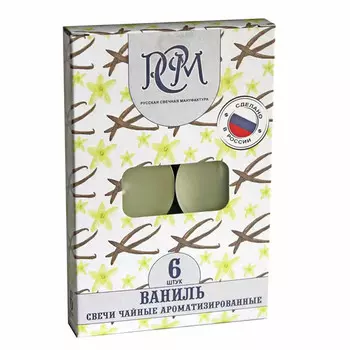 свечи чайные PCM 6шт 3,9х1,2см 3ч/г аромат ваниль