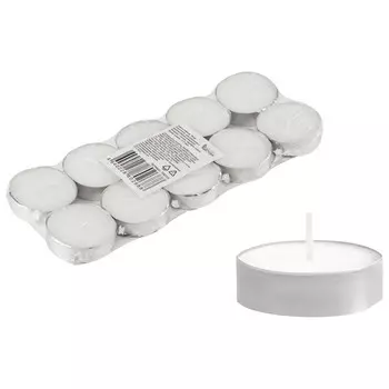 свечи чайные ВОЛШЕБНАЯ СТРАНА 10шт 3,75х1,14см белый 4ч/г без аромата