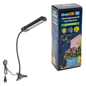 светильник на прищепке светодиодный UNIEL для растений LED 18Вт IP40 черный