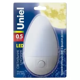 светильник-ночник светодиодный UNIEL Овал 0,5Вт пластик белый