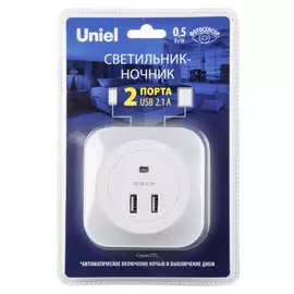 светильник ночник UNIEL LED 40Лм 4000К белый квадратный