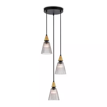 светильник подвесной AMBRELLA High Light E14х3 40Вт черный/светлое дерево/дымчатый