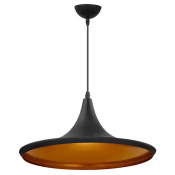 светильник подвесной DE FRAN Sirius 1х60Вт E27 алюминий графит+золото широкий