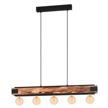 светильник подвесной EGLO Layham 5х60Вт E27 дерево сталь черный