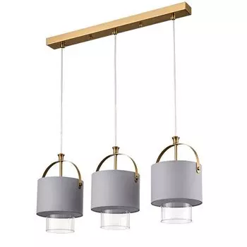 светильник подвесной LUMION Moderni E14 3х40Вт металл текстиль стекло латунь серый