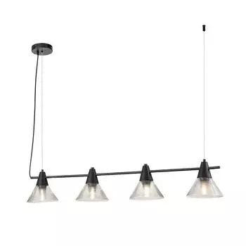 светильник подвесной LUMION Moderni E14 4х60Вт металл стекло черный прозрачный