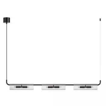 светильник подвесной LUMION Suspentioni G9 6х20Вт металл стекло черный прозрачный