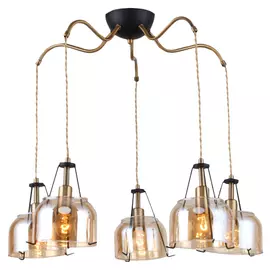 светильник подвесной RIVOLI Pilar 5х40Вт Е14 металл стекло черный-антично-золотой