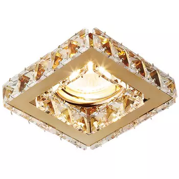 светильник встраиваемый AMBRELLA Crystal Spot MR16 GU5.3 + 3Вт LED золото/прозрачный хрусталь