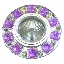 светильник встраиваемый DE FRAN Flash GU5.3 50мм зеркальный+сиреневые кристаллы