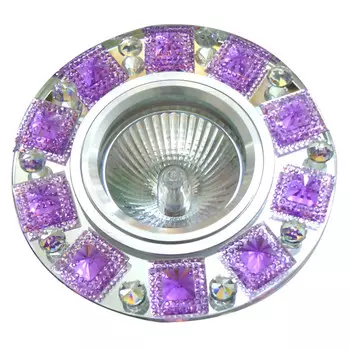 светильник встраиваемый DE FRAN Flash GU5.3 50мм зеркальный+сиреневые кристаллы