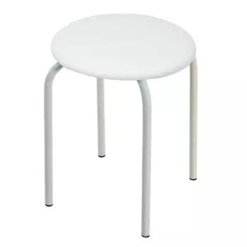 табурет ЭКОНОМ 370х370х475мм белый кожзам/металл