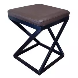 табурет Лофт 440х375х375мм металл дерево пвх, черный-шоколадный