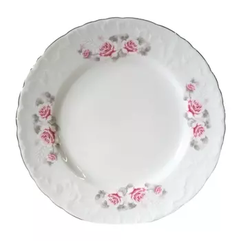 тарелка CMIELOW Рококо Бледная Роза отводка платиной 17см десертная фарфор