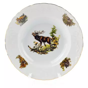 тарелка CMIELOW Рококо Охота 22,5см глубокая фарфор