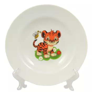 тарелка ДОБРУШ Идиллия Полосатики тигрята 17см десертная фарфор
