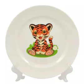тарелка ДОБРУШ Идиллия Полосатики тигрята 20см десертная фарфор