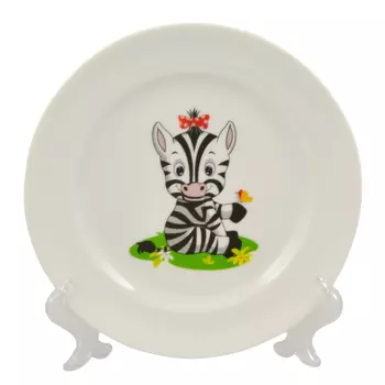 тарелка ДОБРУШ Идиллия Полосатики зебры 17см десертная фарфор