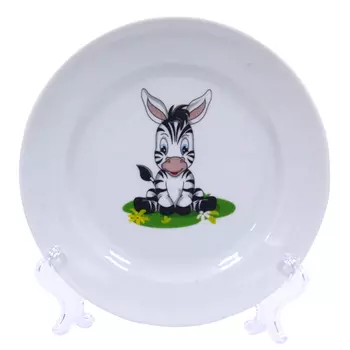 тарелка ДОБРУШ Идиллия Полосатики зебры 20см десертная фарфор