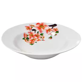 тарелка ДОБРУШ Яблоневый цвет Идиллия 24см глубокая фарфор