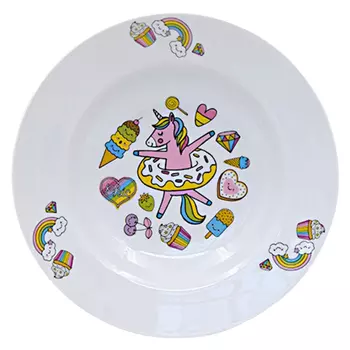 тарелка Идиллия Единорожки 20см глубокая фарфор