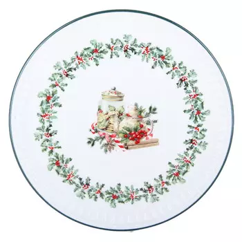 тарелка Новогодний венок 21см десертная фарфор