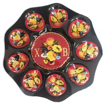 тарелка Пасхальная 19см на 9 яиц стекло